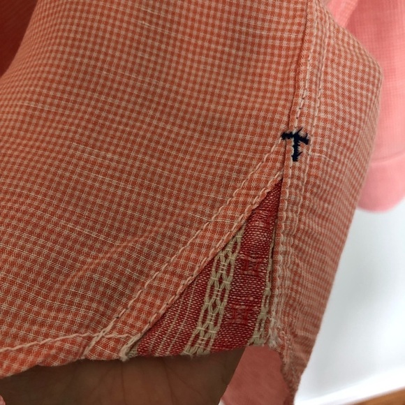 Tommy Bahama Button Up Shirt Orange Plaid Linen Tencel Large - Picture 7 of 7